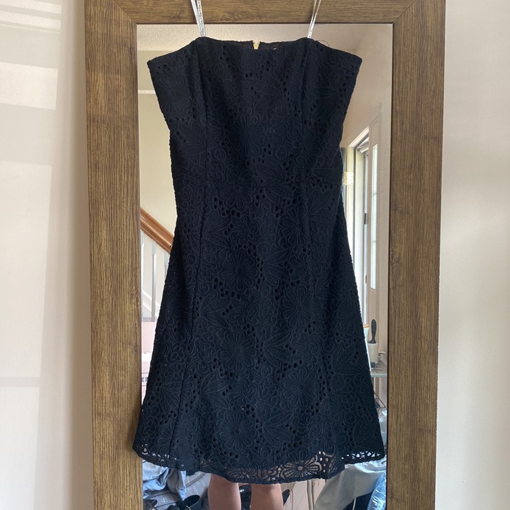 Lilly Pulitzer Black Eyelet Lace Strapless Cocktail Dress
